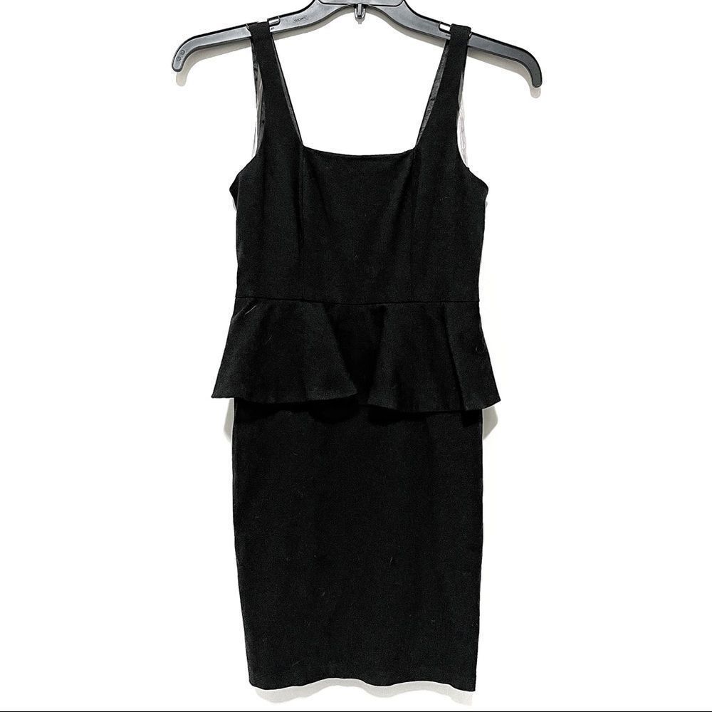 Carmen Marc Valvo Black Peplum Mini Dress Women's Petites Small
